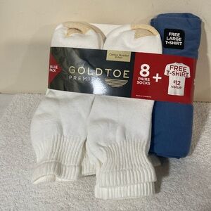 Gold Toe Premier 8 Pair Socks & Free T-Shirt (L)